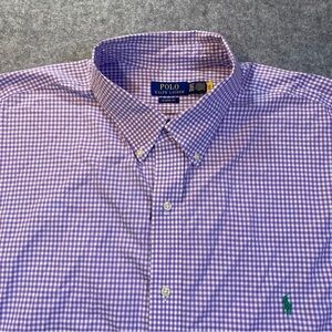 Polo Ralph Lauren Purple Gingham Men's Dress Shirt Classic Fit Long Sleeve 3XLT